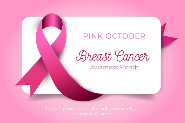 Vector awareness month with realistic pink ribbon