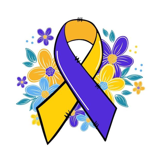 Vector awareness ribbon anf flowers vector