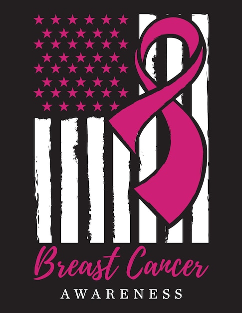 Awareness Ribbon - Breast Cancer awareness American Distressed Flag vector t shirt design