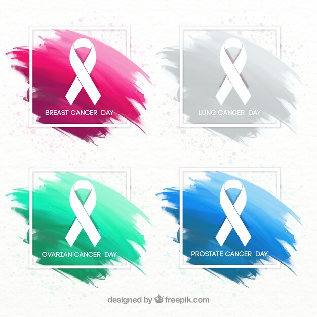 Awareness ribbon set cancer