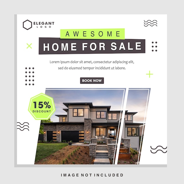 awasome house for sale social media post template editable vector