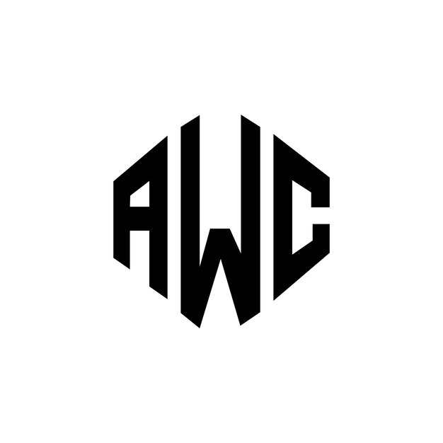 AWC letter logo design with polygon shape AWC polygon and cube shape logo design AWC hexagon vector logo template white and black colors AWC monogram business and real estate logo