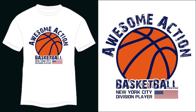 Awesome action basketball new york city division player sports motivational t-shirt design