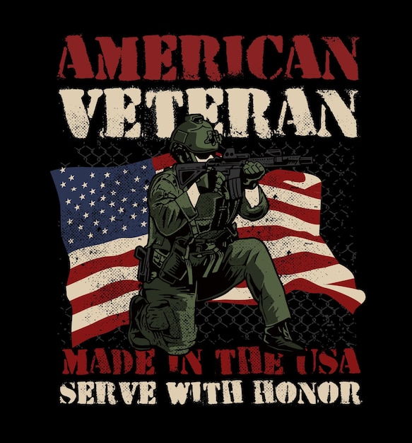 Vector awesome american veteran army illustration