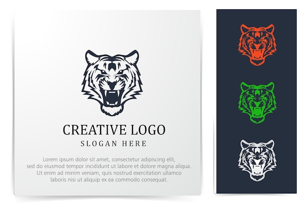 Awesome angry tiger face mascot logo free vector