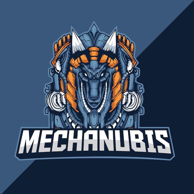 Awesome anubis sport in mecha style and esport logo template