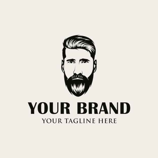 Awesome bearded man logo design vector