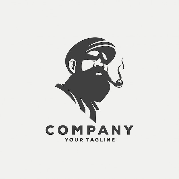 Awesome bearded man logo design