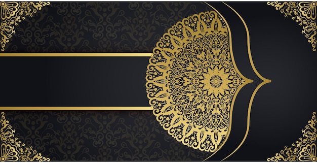 Awesome beautiful mandala background design. Gorgeous gold vintage decorative greeting card.