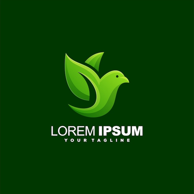 Awesome bird leaf logo 