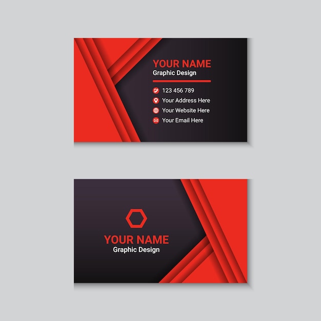 Awesome Business Card Template With Red And Black Color