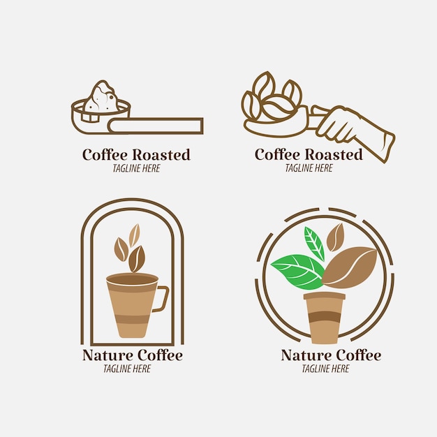 Awesome business logo set coffee shop vintage style concept branding sign identity and label cafe