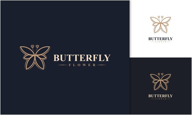 Vettore fantastico logo del fiore di farfalla