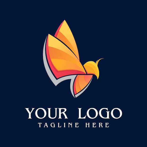Vettore fantastico concetto di logo a farfalla
