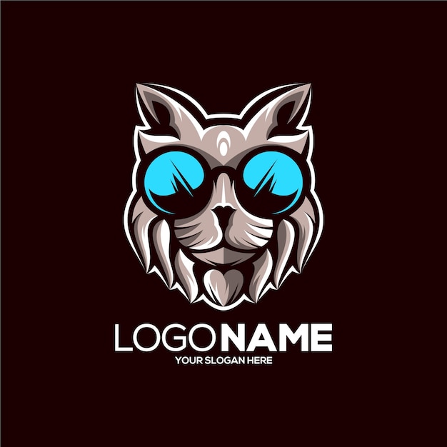 Awesome cat mascot logo design illustration