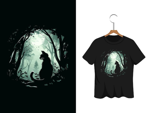 Awesome cat t shirt design artwork on Black background