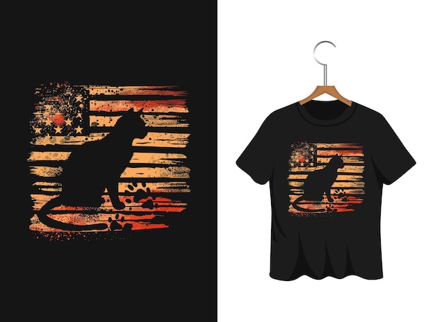 Vector awesome cat t shirt design artwork op zwarte achtergrond