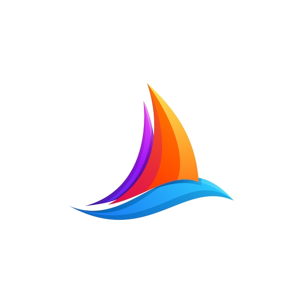 Vector awesome colorful boat gradient logo design