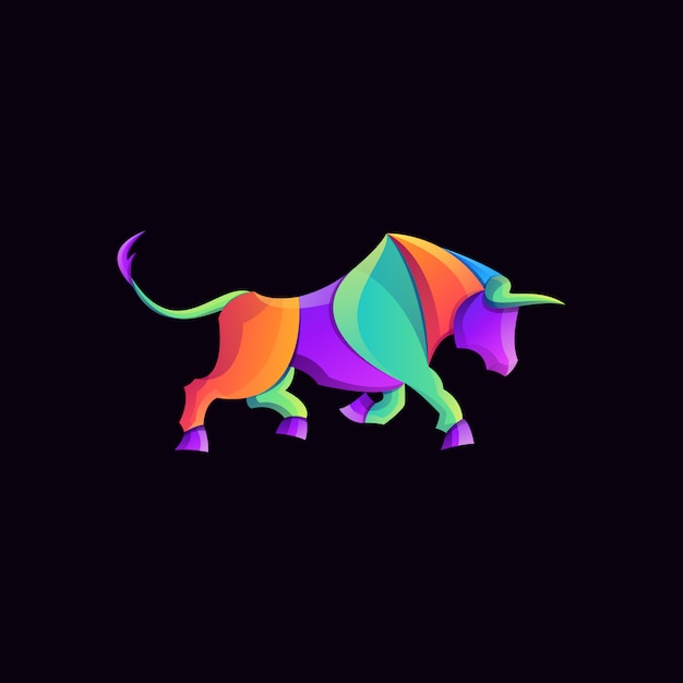 Vector awesome colorful bull gradient logo