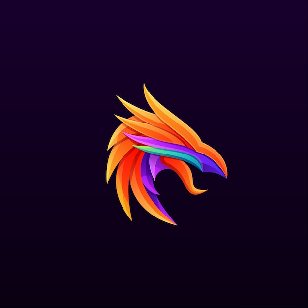 Awesome colorful dragon head logo