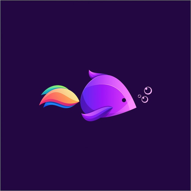 Vector awesome colorful fish logo design