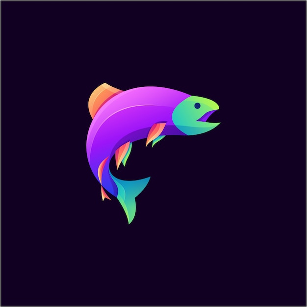 Vector awesome colorful fish logo design