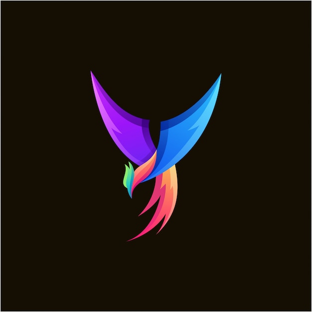 Vector awesome colorful phoenix logo design