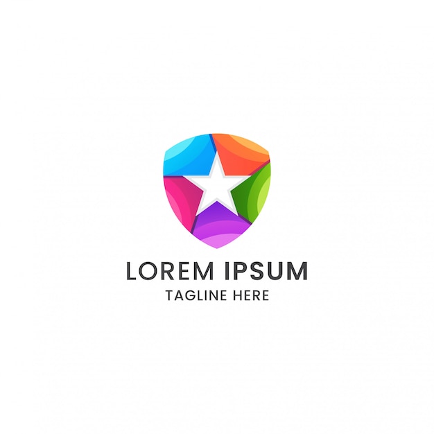 Awesome colorful shield star logo icon design template premium vector