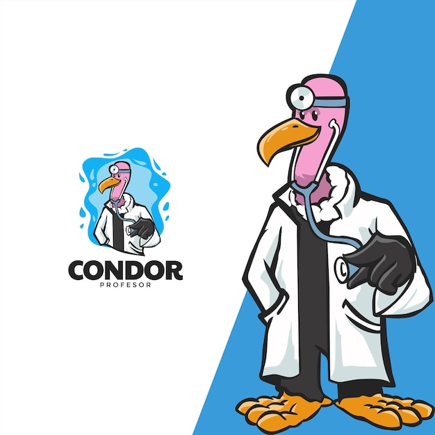 Awesome Condor mascotte cartoon logo sjabloon - dieren logo sjabloon