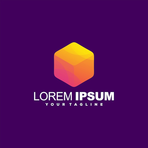 awesome cube gradient logo design