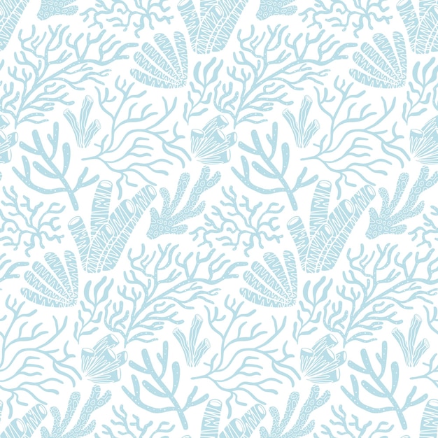 Vector awesome cute vintage coral reef vector seamless pattern design
