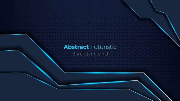 Awesome dark abstract futuristic background with dark blue overlap layers