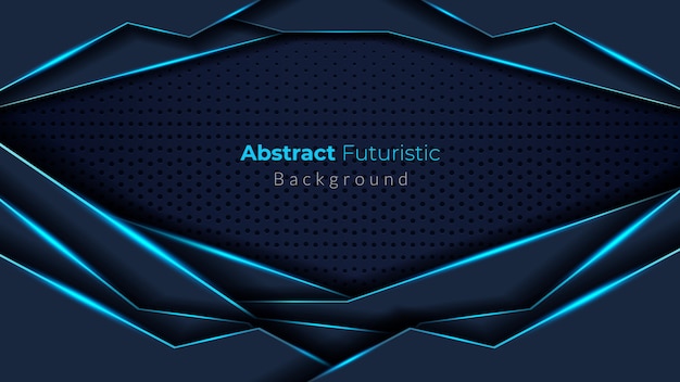 Awesome dark abstract futuristic background with dark blue overlap layers