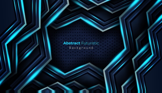 Vector awesome dark abstract futuristic background with dark blue overlap layers