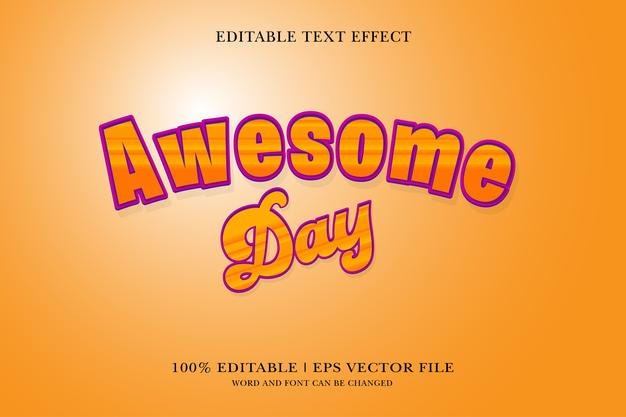 Awesome Day Bewerkbare tekst Effect met 3d vectorontwerp