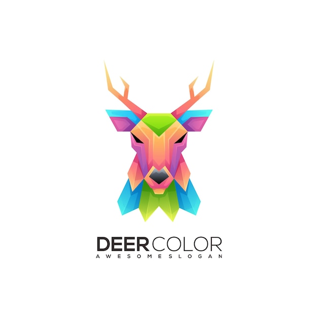 Vector awesome deer colorful gradient logo