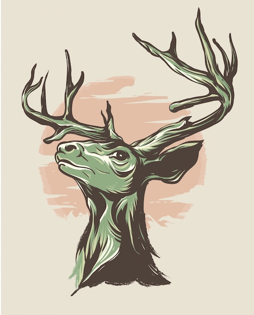 Awesome Deer Illustration with moon background