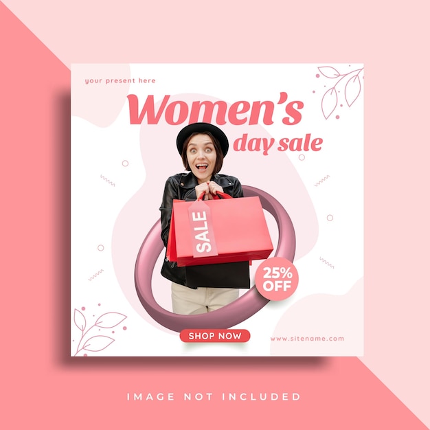 Vector awesome design international women's day sale social media post template