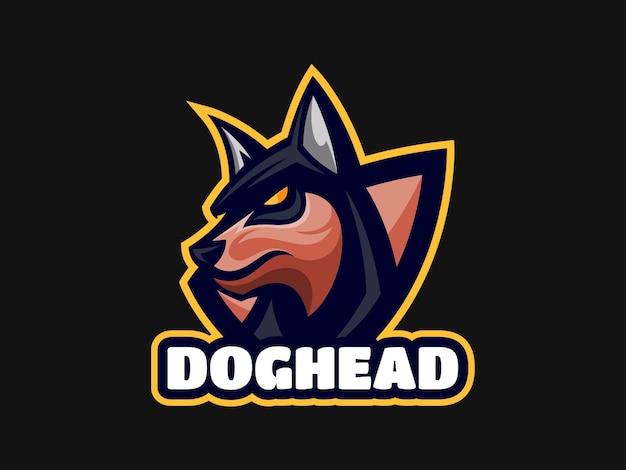 awesome dog head logo illustration