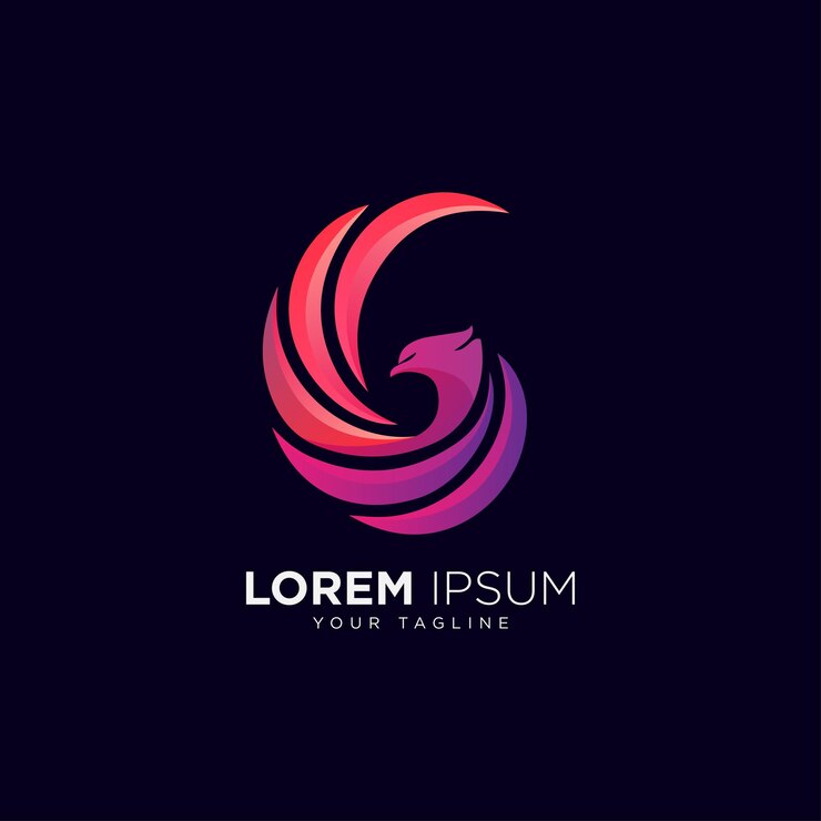 Awesome eagle gradient logo with number six shape