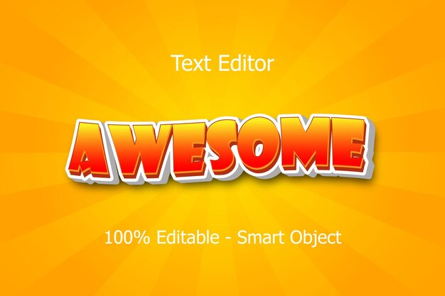 Awesome editable text effect 3 dimension emboss cartoon style