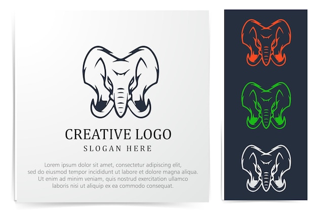 awesome elephant head mascot logo free vector