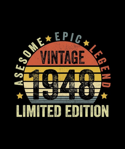 Вектор awesome epic legend vintage 1943 limited edition 80 year