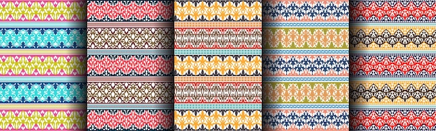 Awesome ethnic traditional seamless pattern background collection set