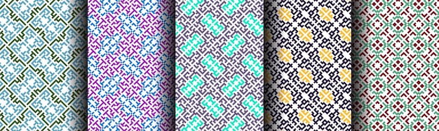 Awesome ethnic traditional seamless pattern background collection set