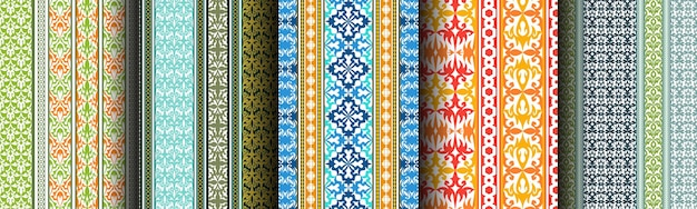 Awesome etnische traditionele naadloze patroon achtergrond collectie set