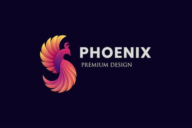 awesome flying phoenix gradient logo vector illustration phoenix fire energy symbol logo template