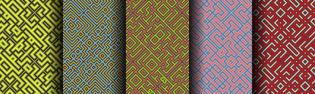 Awesome geometric seamless pattern line background set collection