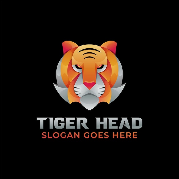 Vector awesome gradient colors tiger head logo