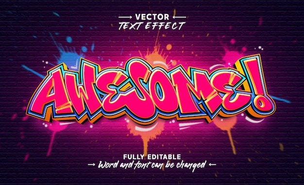 Vector awesome graffiti style editable text effect